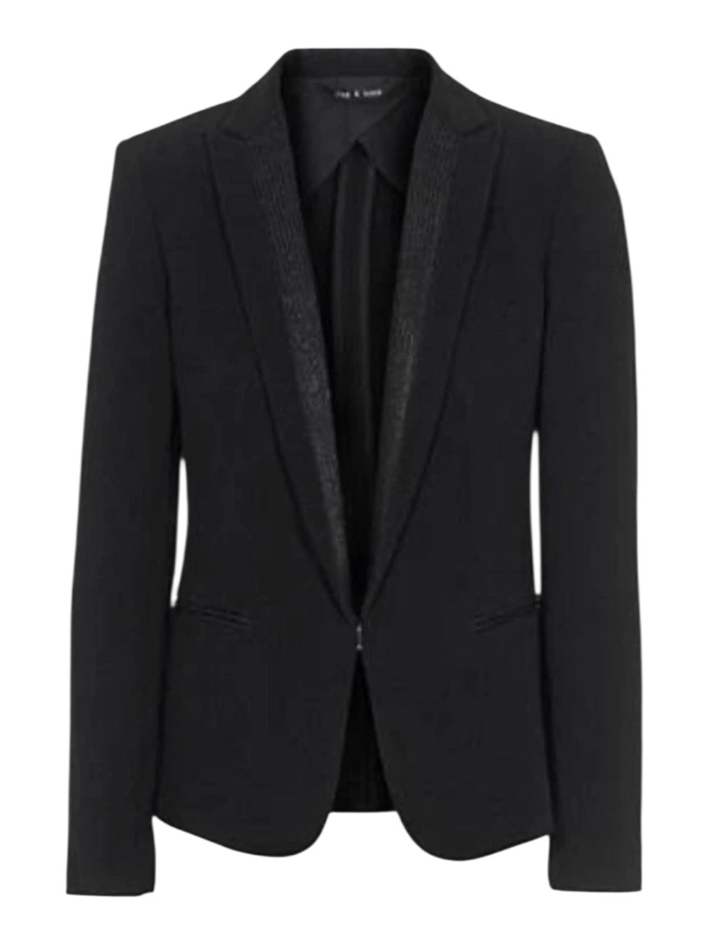 rag & bone Black Satin-Trim Shawl Lapel Blazer